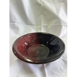 Alguidar vermelho e preto - Barro vidrado - 28cm